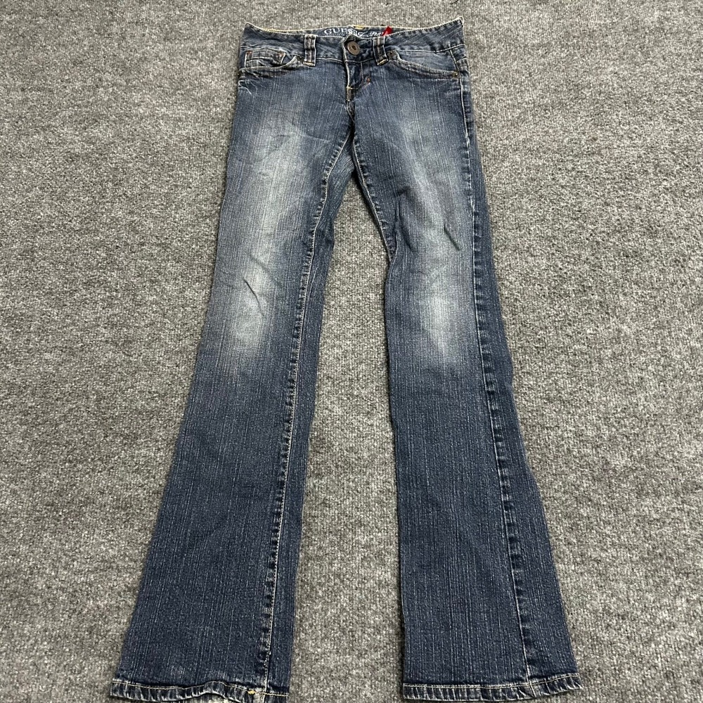 Guess Jeans Womens Size 24 Blue Low Rise Flare Stretch Denim Faded Casual 45576